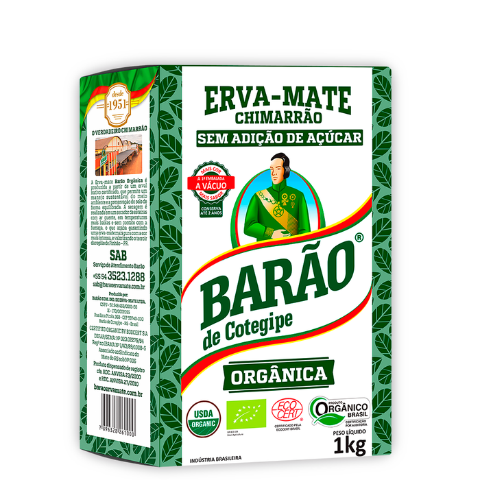 Barao Mate Tea ORGANIC (Erva Mate Organica Barao) - 1kg BEST BEFORE 30/08/2026
