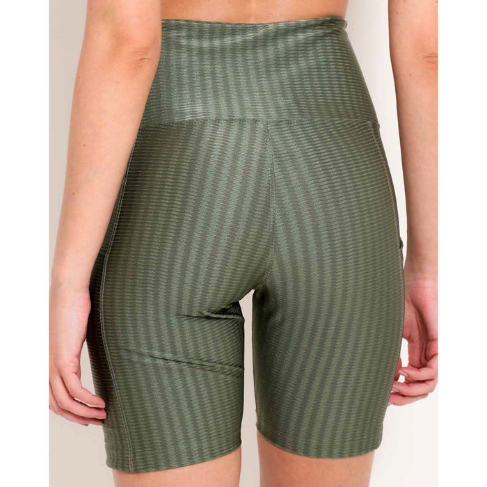 Women's Fitness Biker Shorts with Side Pockets New Ikat Military Green