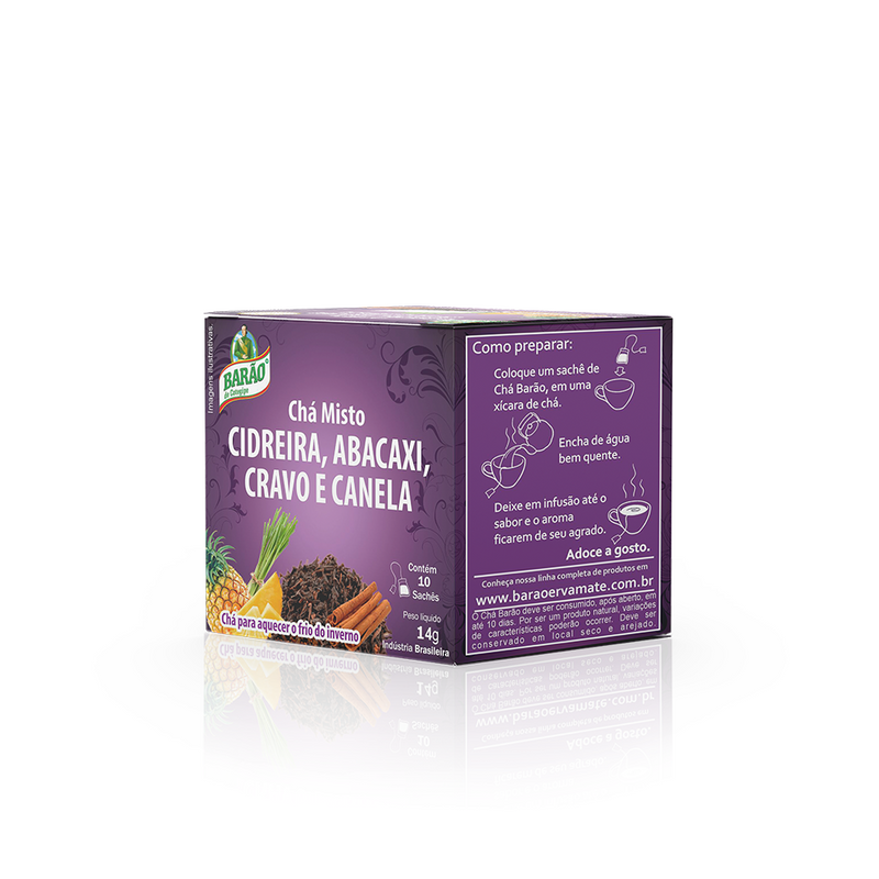 Barao Cidreira, Pineapple, Clove, and Cinnamon Tea (Cha Cidreira, abacaxi, cravo e canela) - 14g