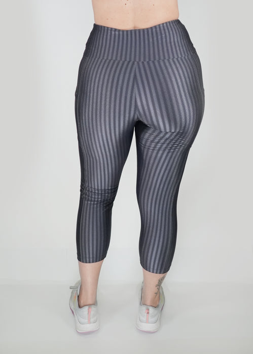 Capri Pants with Cutouts and Side Pockets New Ikat Lead Gray