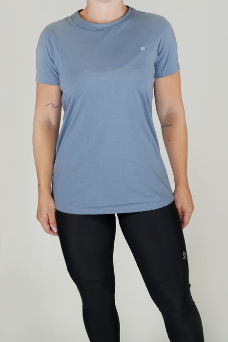 Women's Short Sleeve T-Shirt in Pima Cotton Blue Jeans