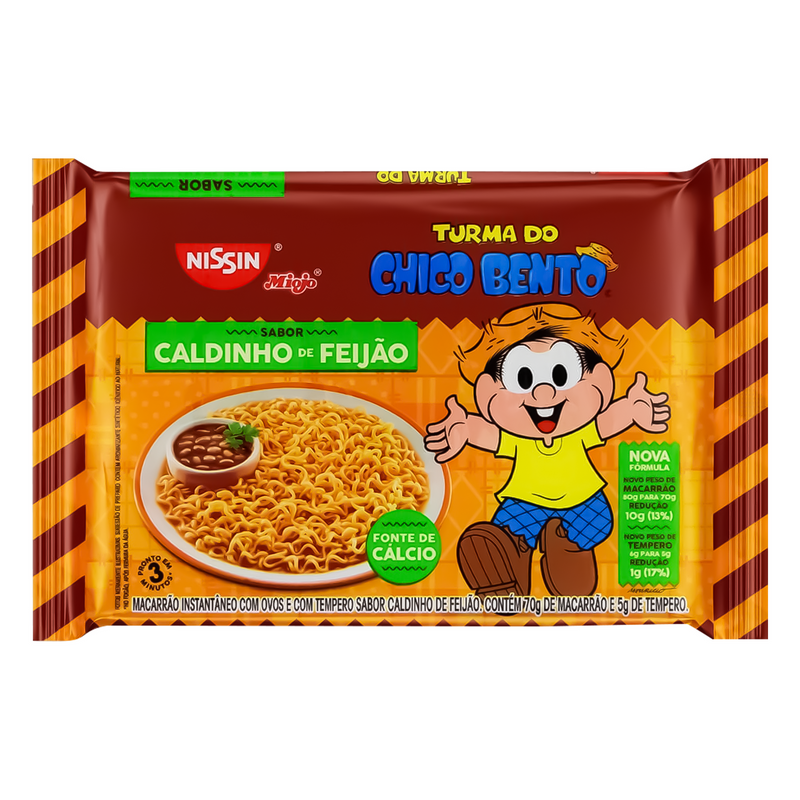 Nissin Noodles Beans (Miojo Caldinho de Feijao) Turma do Chico - 70g