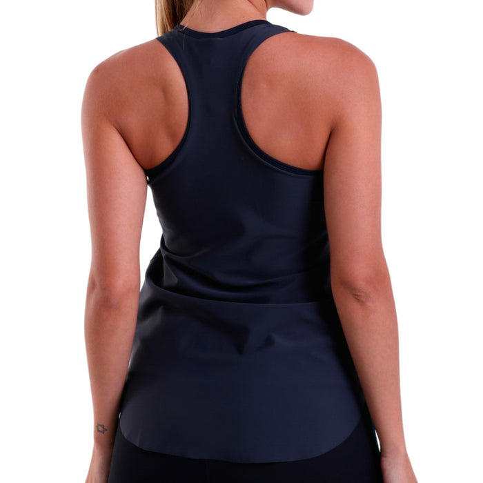 Fitness Cropped Top Beach Style with Racerback and Raw Edges Black