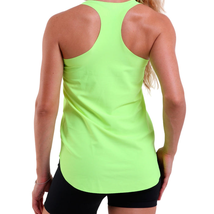 Fitness Cropped Top Beach Style with Racerback and Raw Edges Neon Yellow