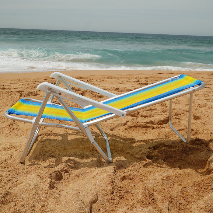 Beach Chair 8 positions aluminium - Blue, Green and Yellow  (Cadeira de Praia 8 posicoes)