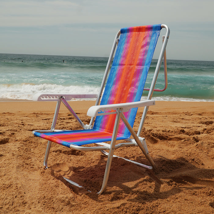 Beach Chair 8 positions aluminium - blue, pink and orange  (Cadeira de Praia 8 posicoes)