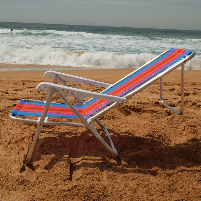 Beach Chair 8 positions aluminium - blue, pink and orange  (Cadeira de Praia 8 posicoes)