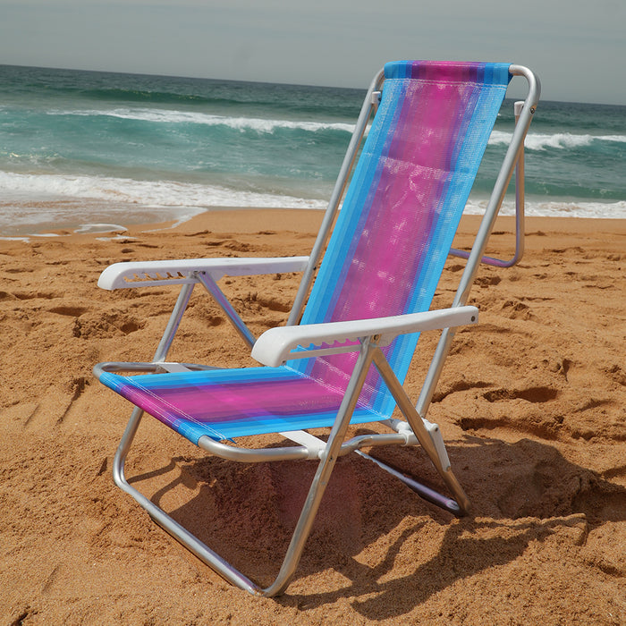 Beach Chair 8 positions aluminium - blue, purple and pink (Cadeira de Praia 8 posicoes)