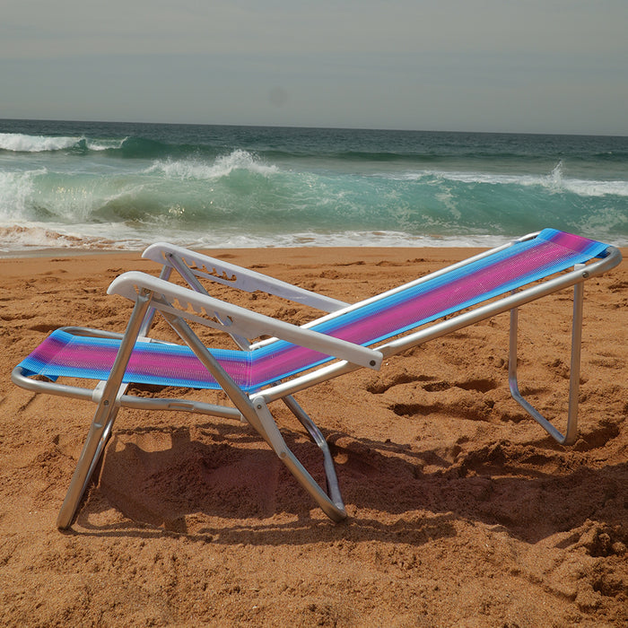 Beach Chair 8 positions aluminium - blue, purple and pink (Cadeira de Praia 8 posicoes)