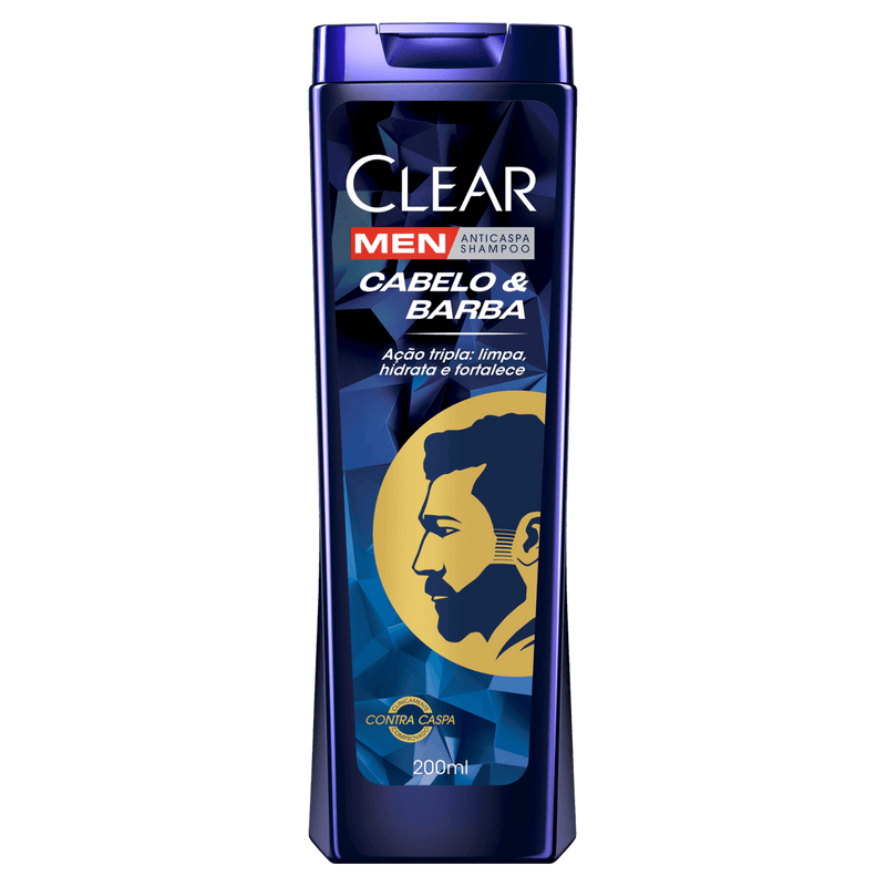 Clear Men Hair & Beard Shampoo – Triple Action Care – 200ml (Cabelo e Barba)
