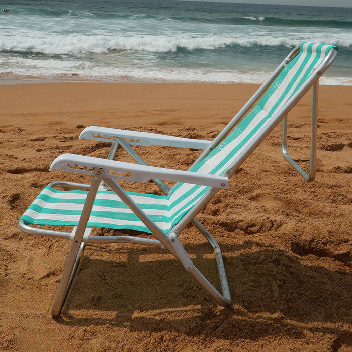 Beach Chair 8 positions aluminium - Green and White  (Cadeira de Praia 8 posicoes)