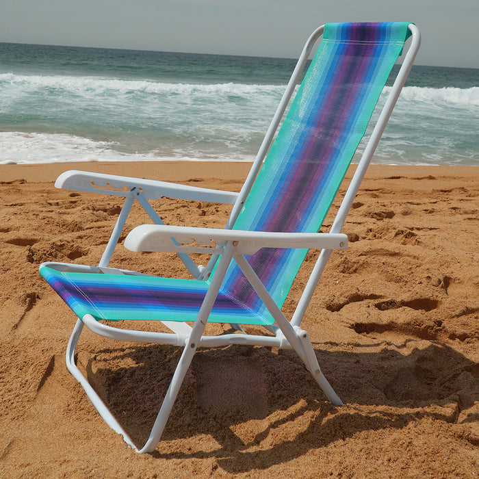 Beach Chair 8 positions painted steel - green, blue and purple (Cadeira de Praia 8 posicoes)