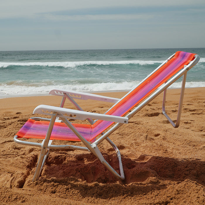 Beach Chair 8 positions aluminium - orange, red and purple  (Cadeira de Praia 8 posicoes)