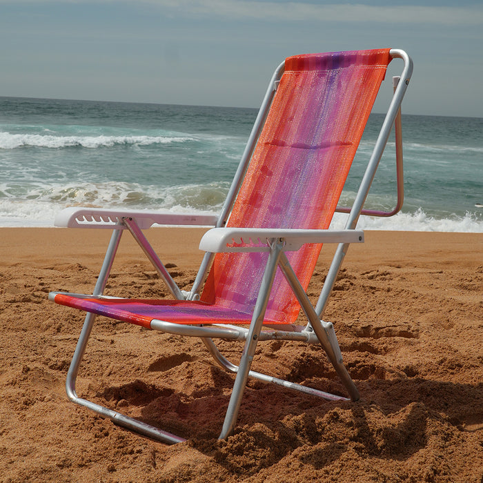 Beach Chair 8 positions aluminium - orange, red and purple  (Cadeira de Praia 8 posicoes)