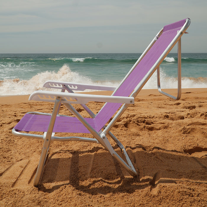 Beach Chair 8 positions aluminium - Purple (Cadeira de Praia 8 posicoes)